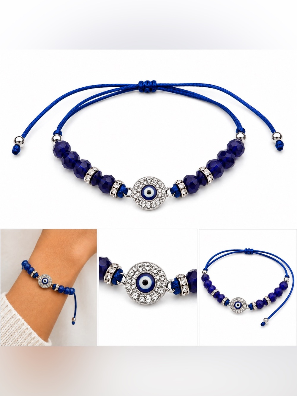 🧿Evil Eye Beaded Bracelet - Blue #47